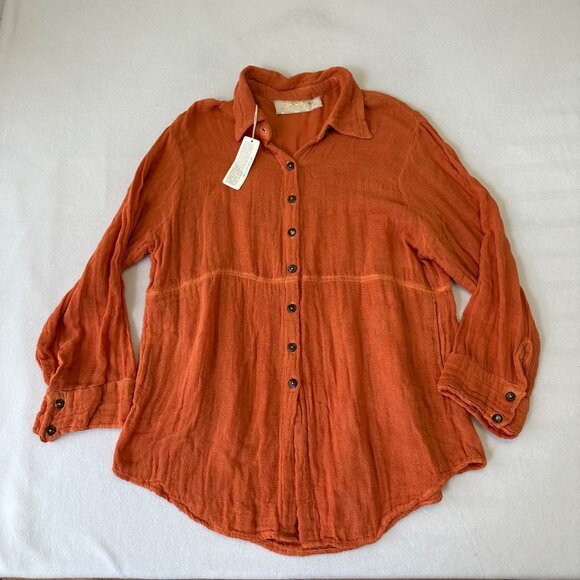 Jen's Pirate Booty Orange Button Down Shirt - Picture 4 of 14
